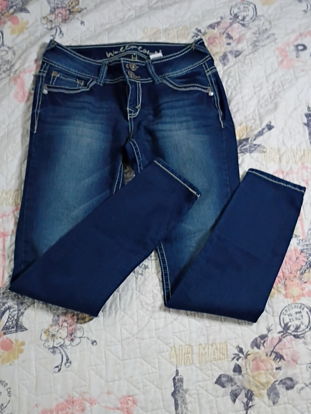 Wallflower Navy Blue Skinny Jeans with Faded Front